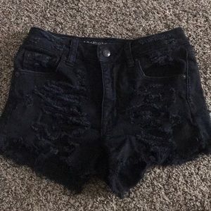 Distressed Black American Eagle Shorts